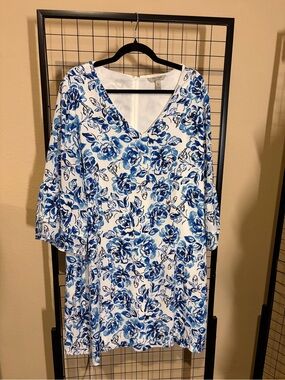 Nine.Eight New York Blue Floral V-Neck Women’s Boho Dress